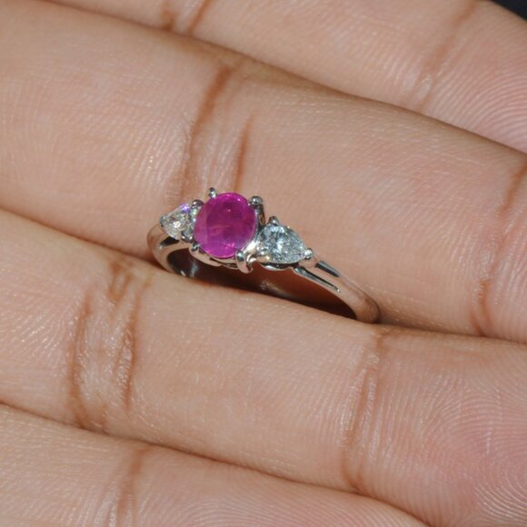 Authentic Tiffany & Co. Natural 1.15Cts Diamond Ruby Platinum Engagement Ring - Picture 7 of 12